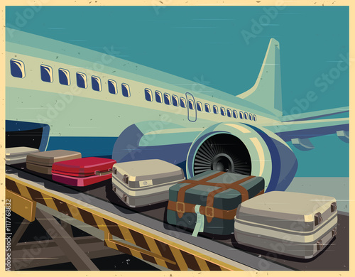 civilian aircraft and baggage old poster