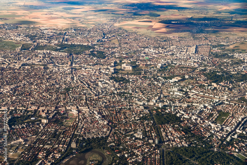 Obraz premium Aerial View Of Bucharest City In Romania