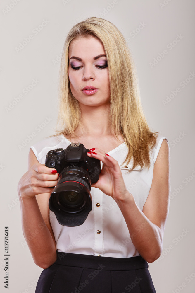 Beautiful woman with camera. Beautiful woman with camera.