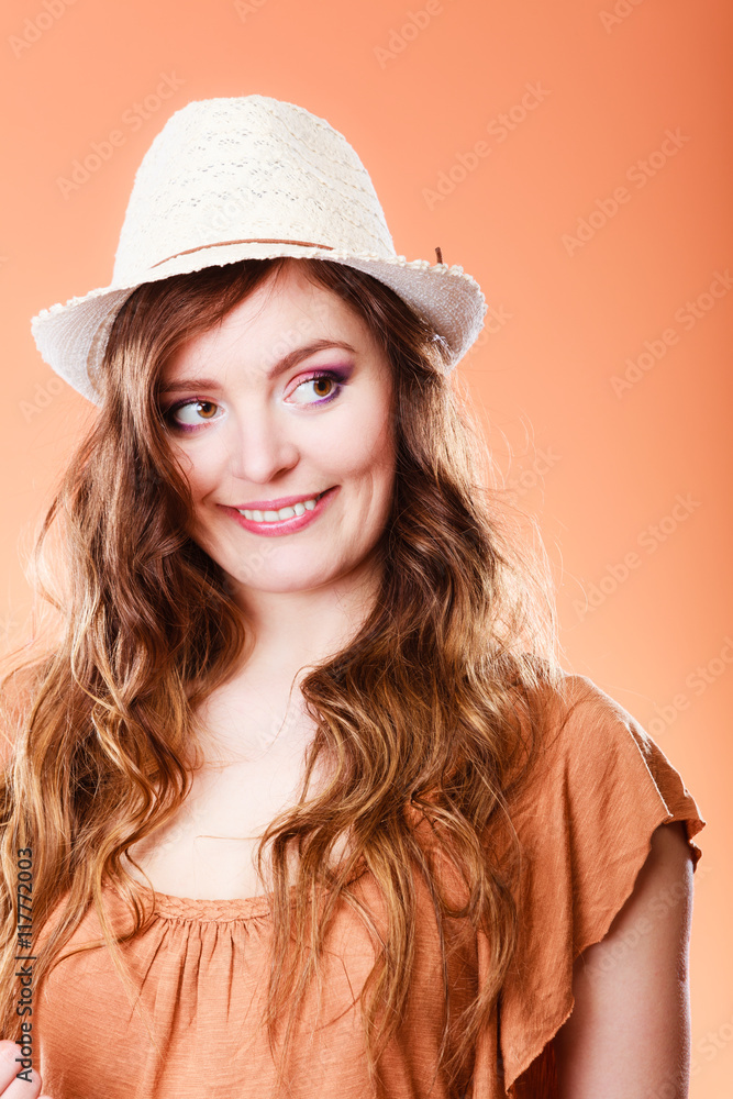 Lovely girl in summer clothes woman tourist. Lovely girl in summer clothes woman tourist.