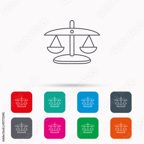 Scales of Justice icon. Law and judge sign.