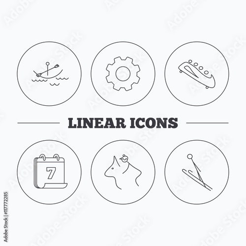 Boating, horseback riding and bobsled icons.