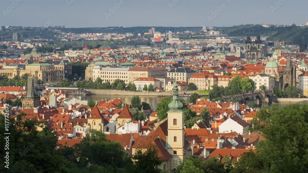 Historical center of Prague, Czech Republic. Time lapse with city roofs and moving sunlight. Historical center of Prague, Czech Republic. Time lapse with city roofs and moving sunlight.
