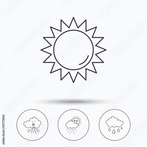 Weather, sun and wind icons.