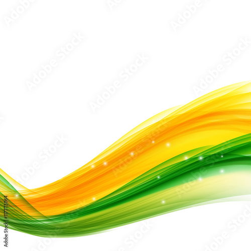 Waves of color flag of Brazil on White Background. Vector Illust