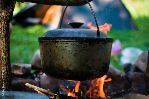 Cauldron on a fire