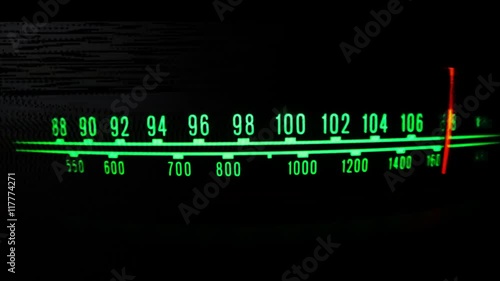 retro radio closeup of stations and frequencies