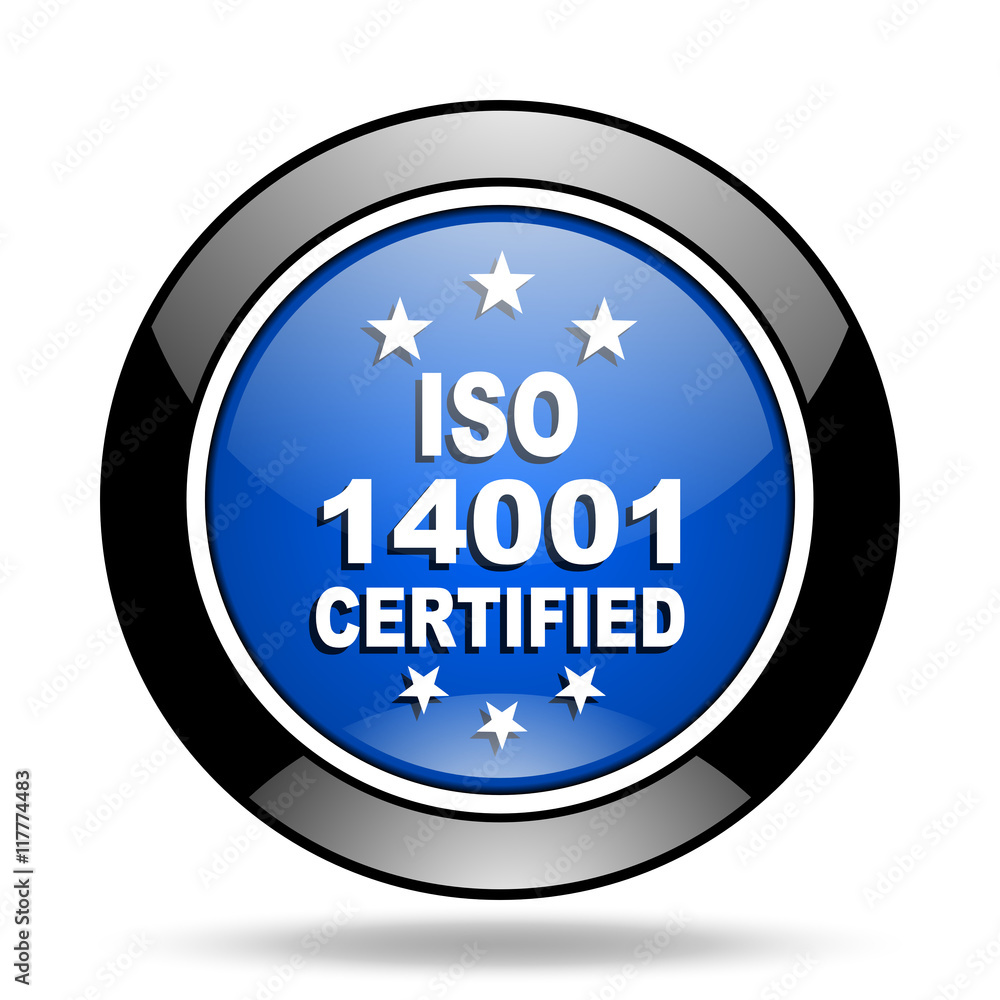 iso 14001 blue glossy icon