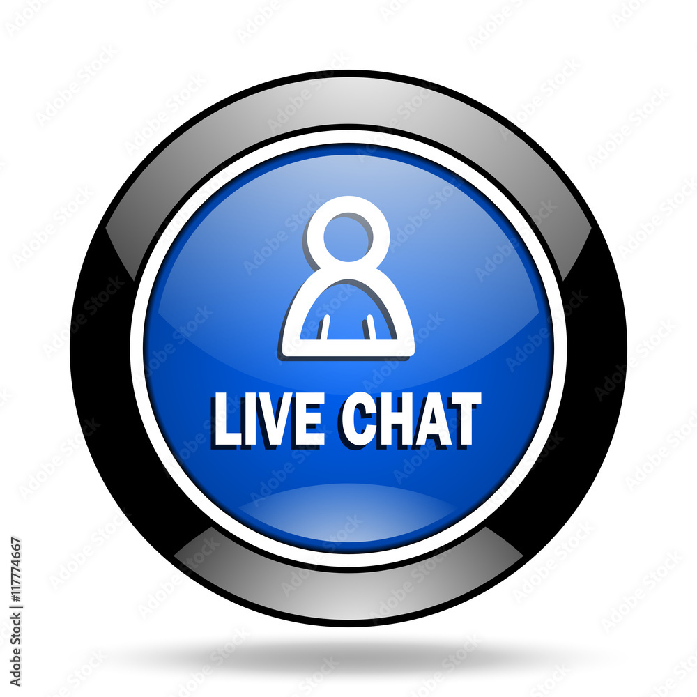 live chat blue glossy icon live chat blue glossy icon