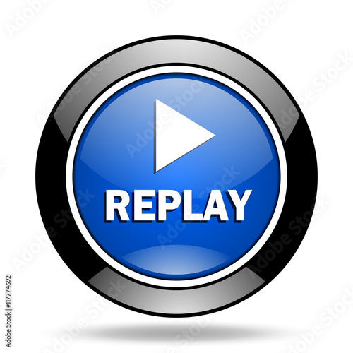 Free Download replay blue glossy icon - GFXLoad