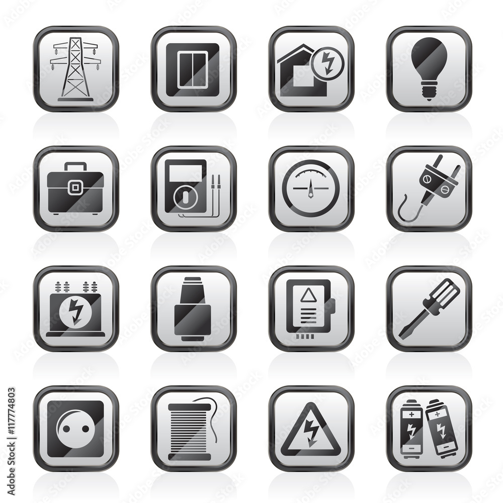 Power, energy and electricity icons - vector icon set Power, energy and electricity icons - vector icon set