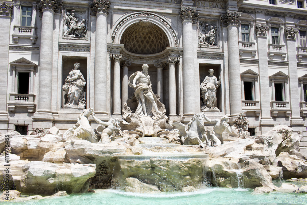View of Fontana (fountain) Di Trevi in Rome in day time