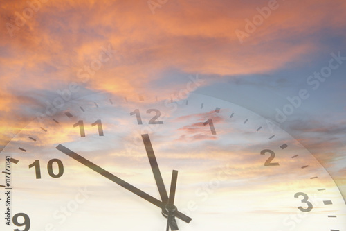 Clock in sky time passing