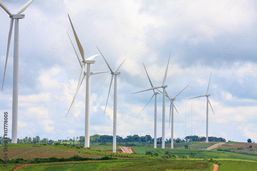 Wind turbines with the clouds and sky Wind turbines with the clouds and sky