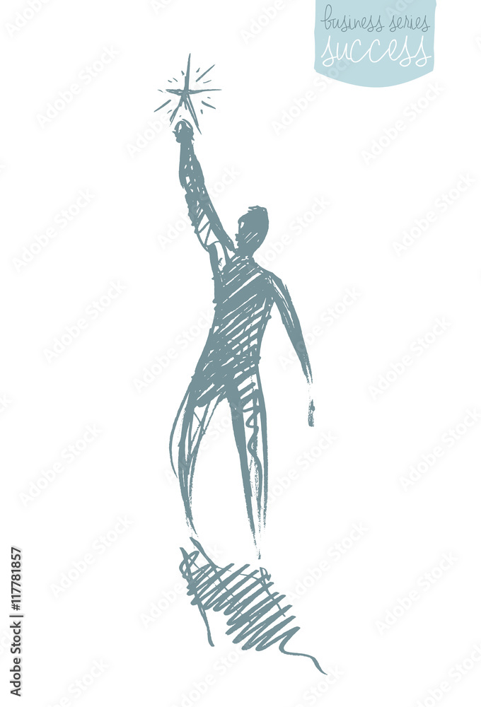 Drawn vector person star leadership concept sketch Drawn vector person star leadership concept sketch