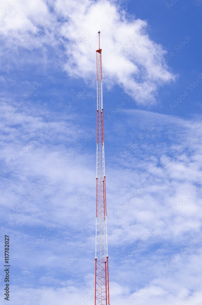 lightning rod antenna repeater tower on blue sky lightning rod antenna repeater tower on blue sky