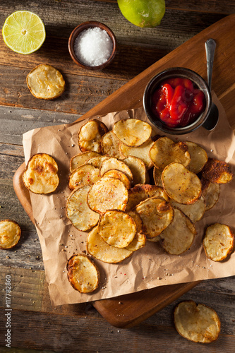 Homemade Spicy LIme and Pepper Baked Potato Chips