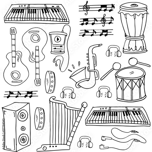Doodle of hand draw music pack