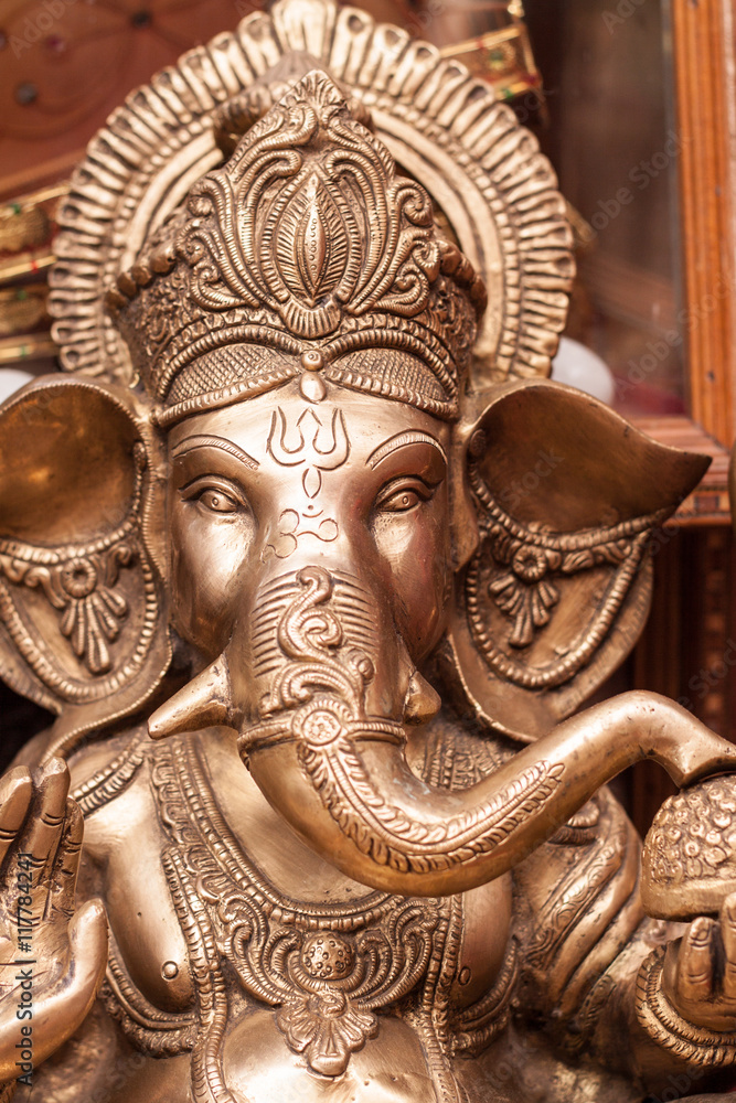 A brass deity of Ganesh