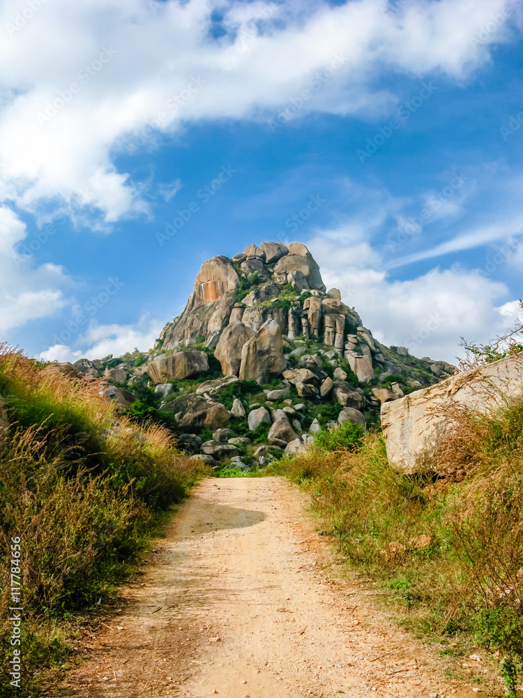 The path to Kuntibeta Hill in Karnataka, India