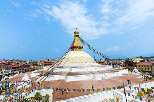 The famous Buddhist stupa at Boudanath  in Nepal. 