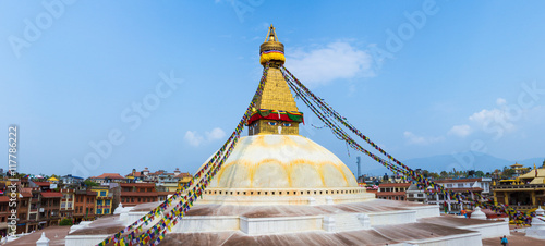 The famous Buddhist stupa at Boudanath, in Nepal. 