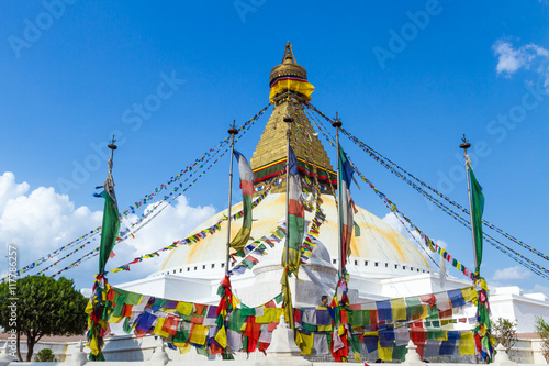 The famous Buddhist stupa at Boudanath, in Nepal.  photo