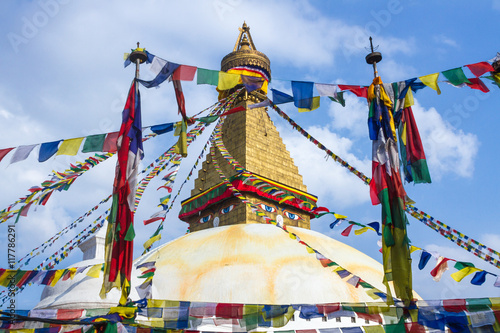 The famous Buddhist stupa at Boudanath, in Nepal. 