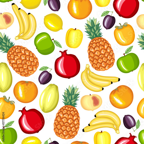Cartoon fruits pattern seamless