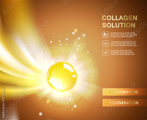 Oxygen bubble of hyaluronic acid for moisturizing collagen design. Vector illestration.