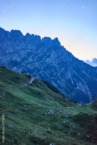 Mountains of Wilder Kaiser at night / Very early morning in Alps of Austria