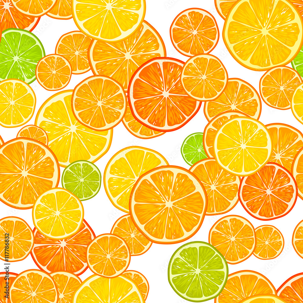 Vector seamless pattern with citrus.