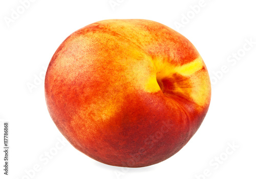 Nectarine fruit isolated on white background, close up