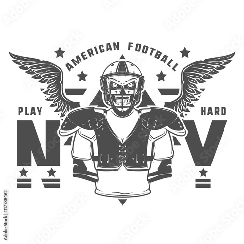 American football play hard prints for shirt,emblems ,logo,tattoo and labels. 