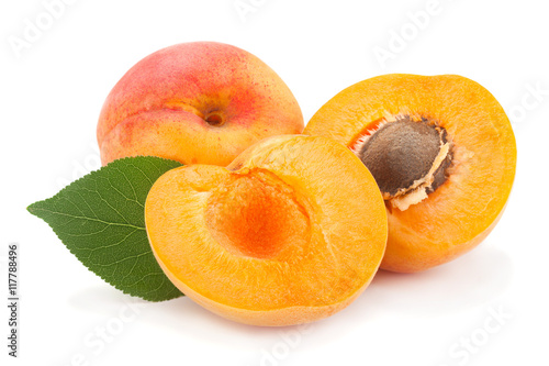 Apricot fruit on white