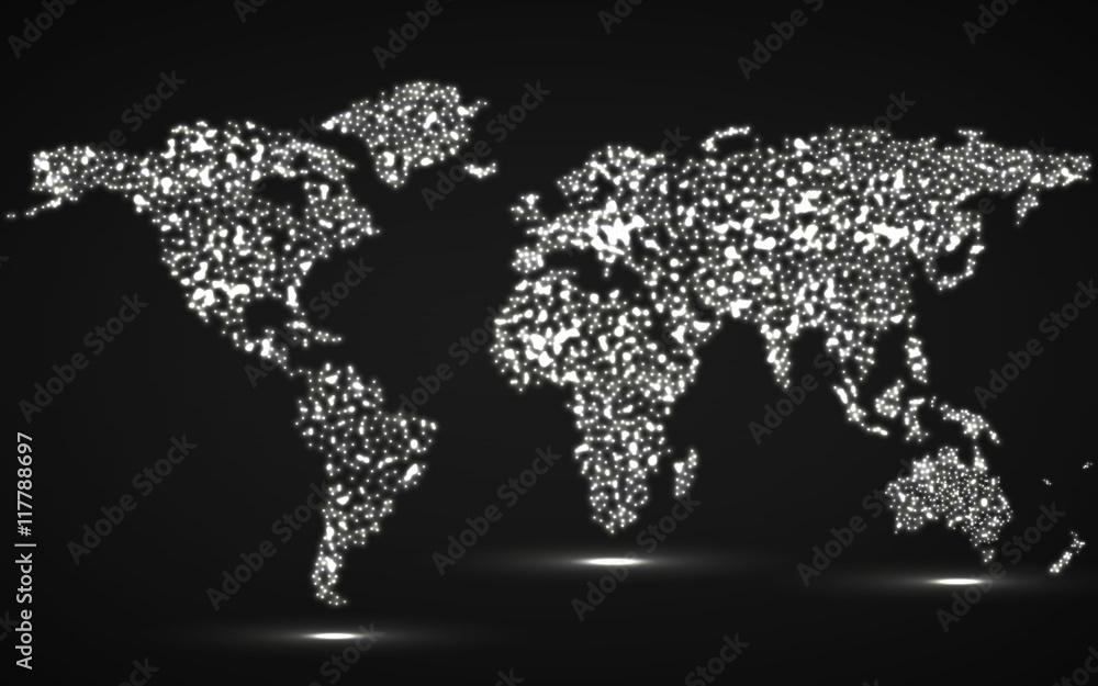 Fototapeta premium Abstract glowing world map. Vector illustration. Eps10
