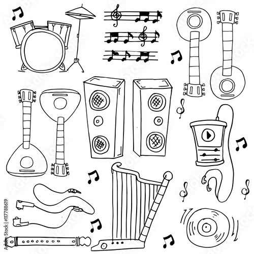 Many tool music doodles stock collection