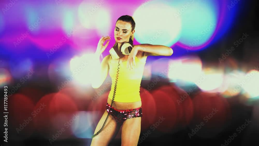 Sexy dancer with disco style background Sexy dancer with disco style background