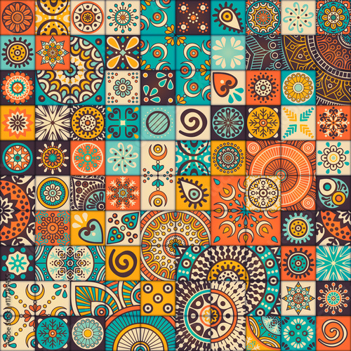 Ethnic floral seamless pattern
