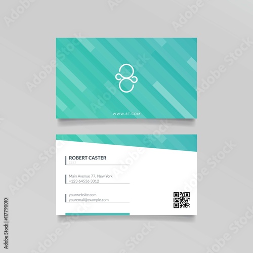 Visit card with turquoise stripes