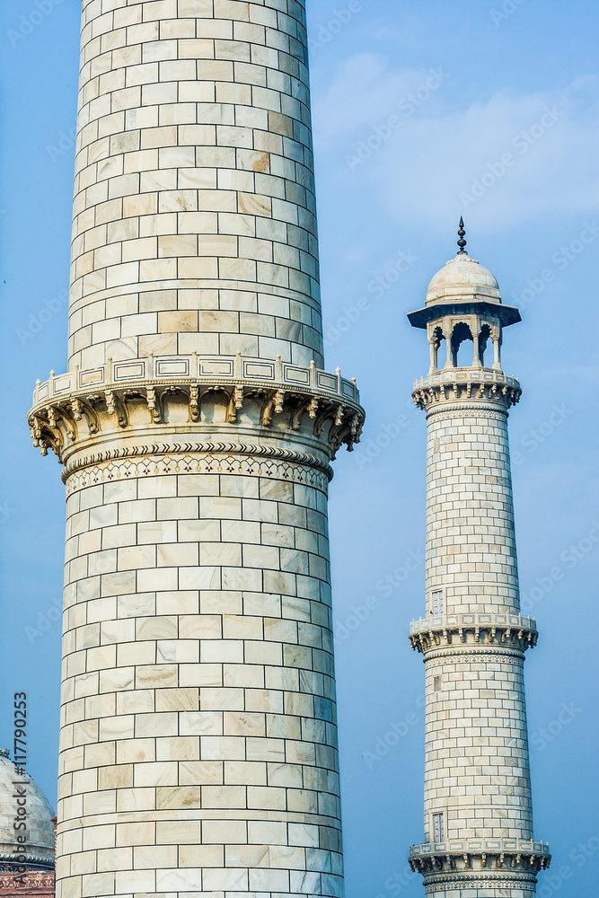 A tower at the Taj Mahal.