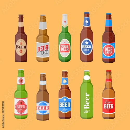 Beer bottles set with label