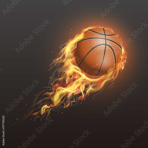 Realistic basketball on fire © Freepik