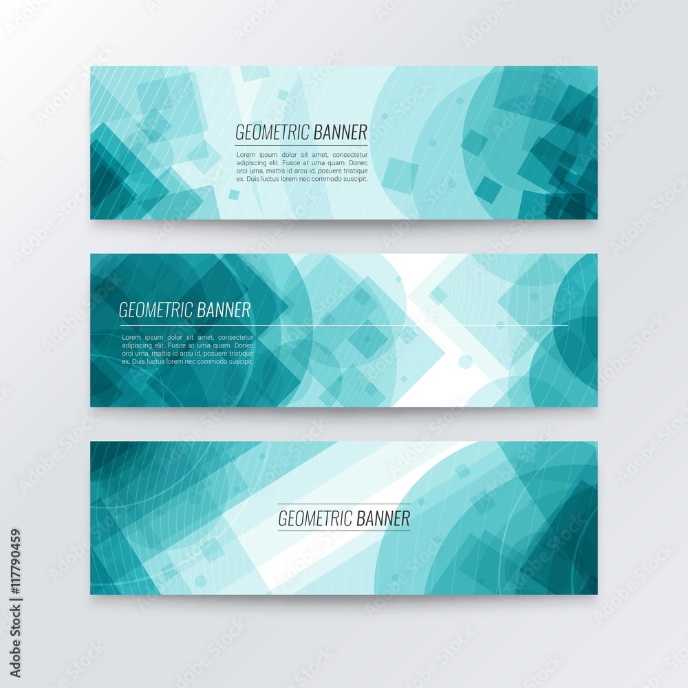 Blue geometric banner collection