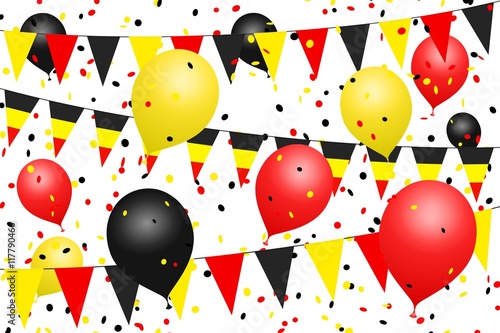 Garlands, pennants, Balloons. Belgian party