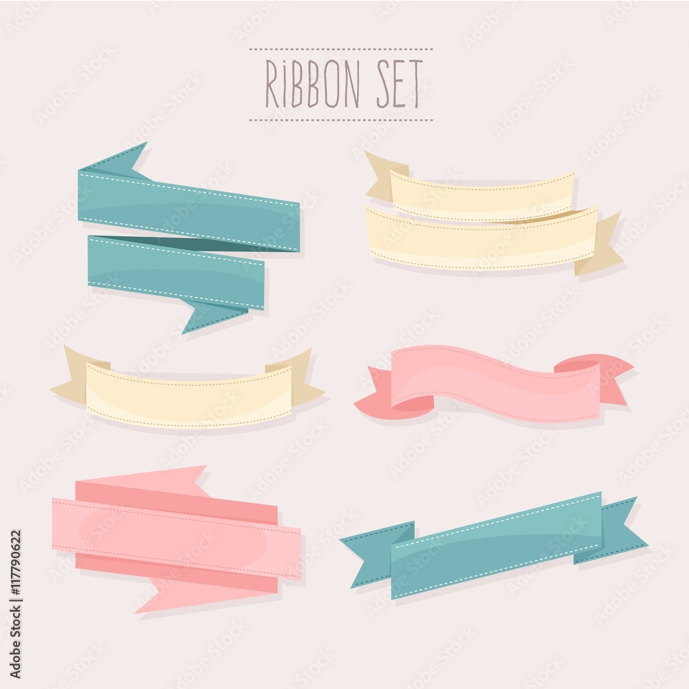 Pastel colors ribbons set