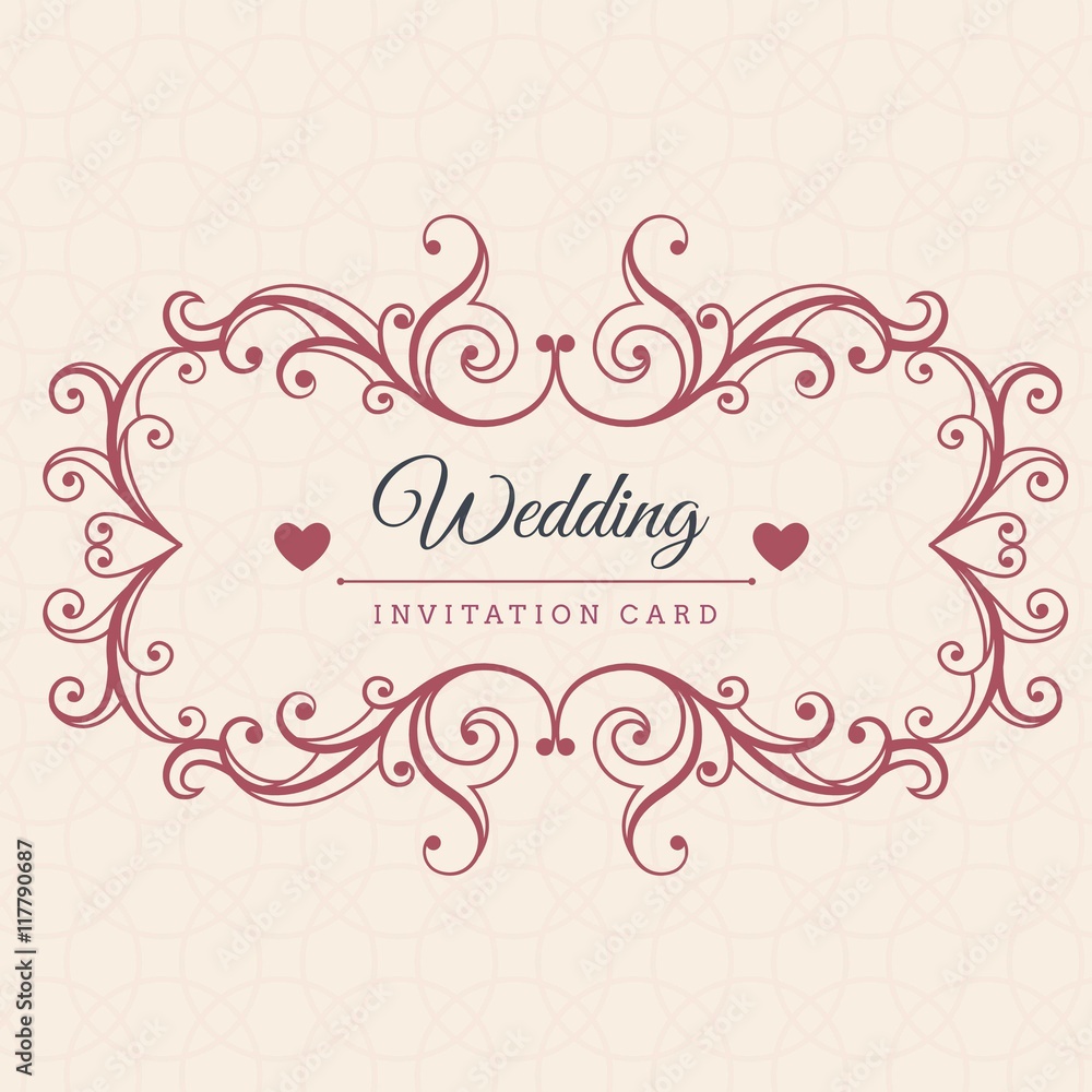 Ornamental wedding invitation card