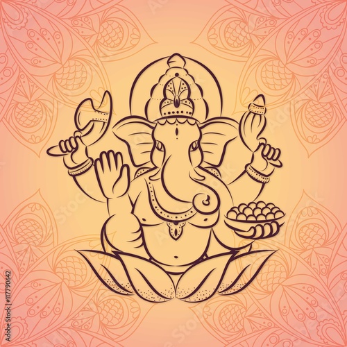 Hand drawn ganesha background