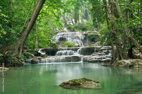 waterfall in deep forest on mountain