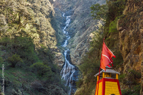 The shrine of Goddess Yamuna nestled in the Himalayan Yamunotri Valley on May 18th 2013 at Yamunotri, India.